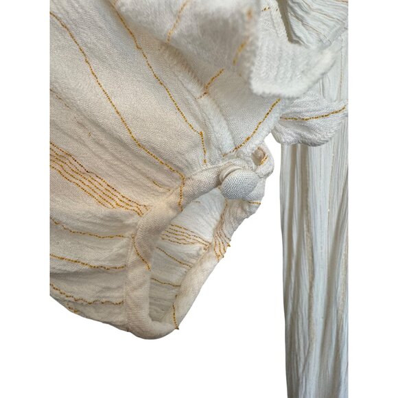 Guess Boho Maxi Dress Women Medium White Ruffle Sleeves Striped Made In India - Picture 3 of 8